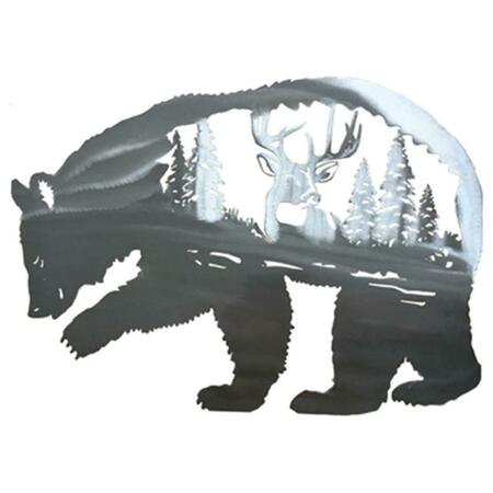 PETERSON ARTWARES Bear and Stag Metal Wall Art, Silver PH1702S